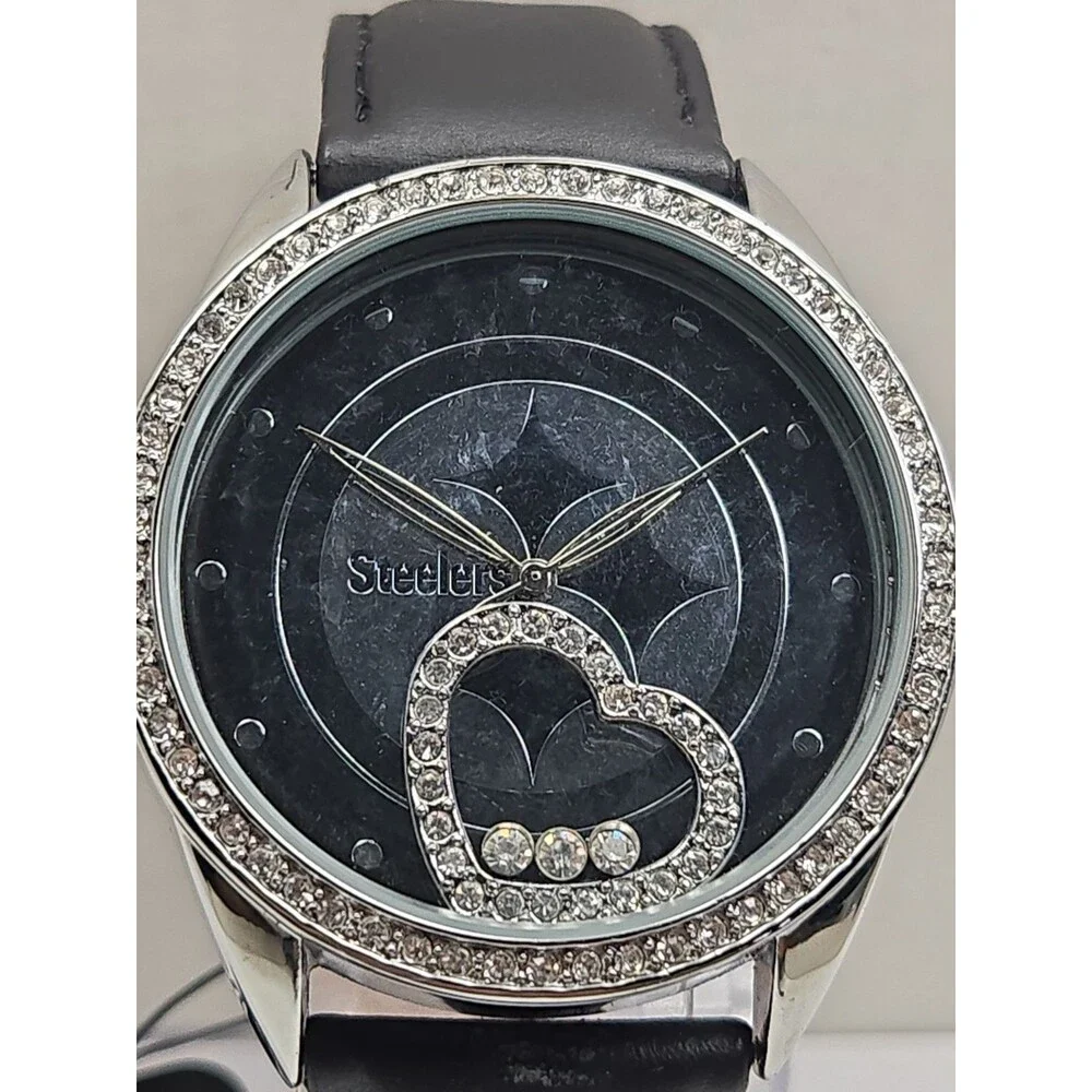 Pittsburgh Steelers Sparo NFL Womens Beat Watch Rhinestone Heart Fan New Battery